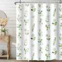 Green Floral Shower Curtain for Bathroom, Waterproof Fabric Flower Print Shower Curtains Modern Washable Botanical Shower Curtain Sets with 12 Pcs Hooks, 72x72 Inch