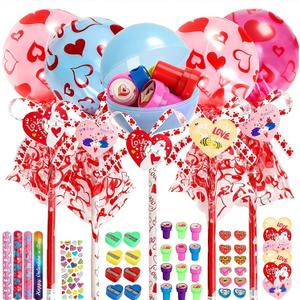 Valentines Day Gifts for Kids - 24 Pack Giant Lollipop Valentines Kit with Cards Slap Bracelets Pencils Stickers Erasers Stampers Sharpener for Classroom Exchange School Boys Girls Party Favors