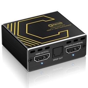 4K@120Hz HDMI 2.1 eARC Audio Extractor Converter, HDMI to eARC, ARC, SPDIF Optical, 7.1/ 5.1CH, Supports VRR, VLLM, CEC, Dolby Digital, Audio De-embed, HDCP 2.2/ 2.3 Bypass, Compatible with PS5, Xbox