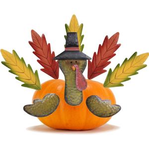 MorTime Turkey Pumpkin Making Kit, Colorful Metal Thanksgiving DIY Pumpkin, Turkey Pumpkin Decoration, Poke into Pumpkin, Set of 8