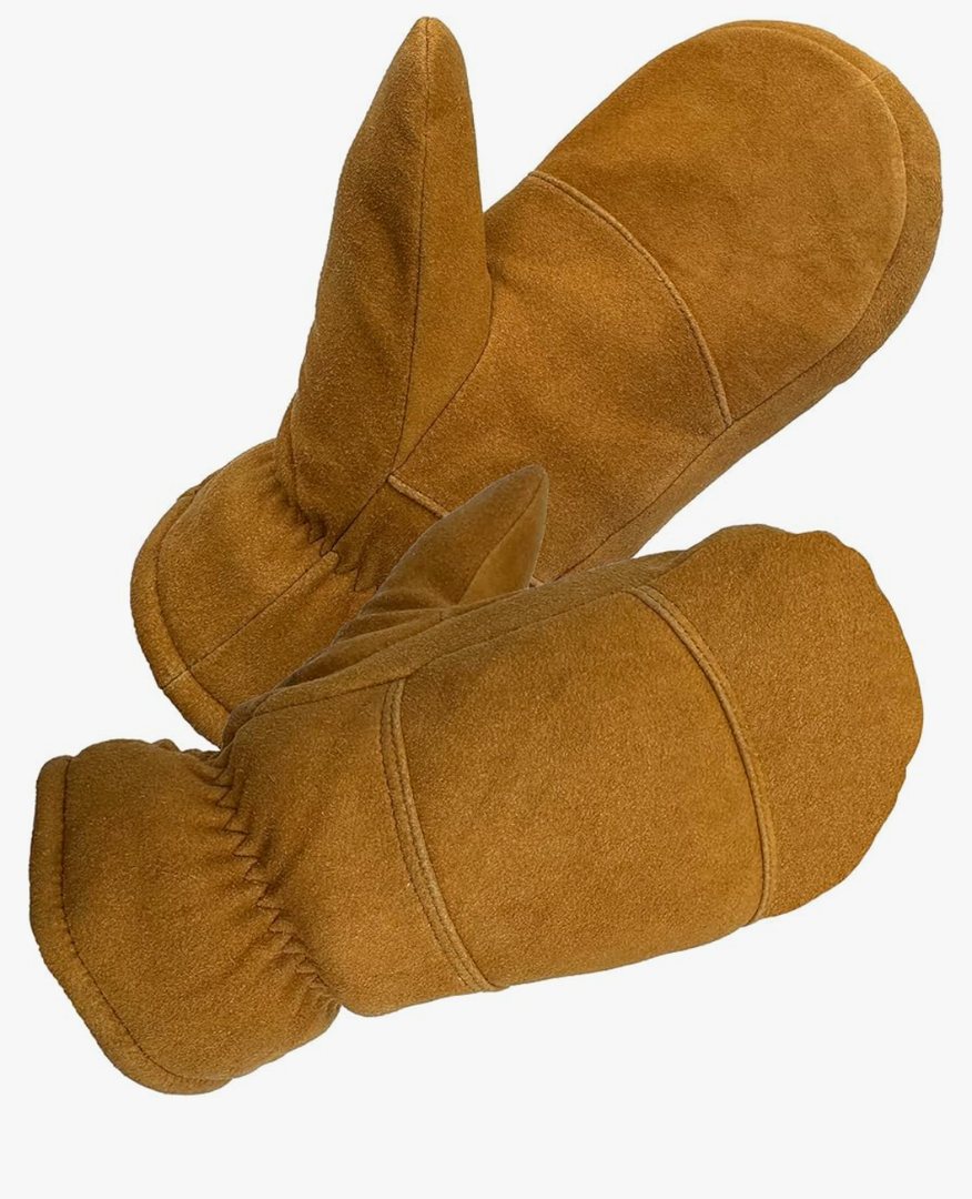 SKYDEER Premium Full Deerskin Suede Leather Soft Winter Mittens, Extra Warm 100G 3M Thinsulate, Thermal Insulated (SD3671M), XL
