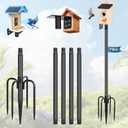 Gtongoko Smart Bird Feeder Pole 1-Inch Dia 79 Inch Bluebird House Pole for Outdoors Weather Station Heavy Duty Metal Mounting Kit Adjustable Bird Feeder Stand Black
