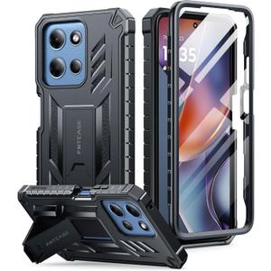 FNTCASE for Moto-G 2026/2025 Case: for Motorola Moto G Play 2026 5G Military Grade Drop Proof Protection Cover with Kickstand | Matte Textured Rugged Shockproof TPU | Protective Phone Case Black