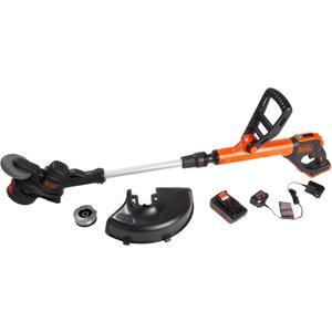 BLACK+DECKER 20V MAX Cordless String Trimmer and Edger with Spool, Battery and Charger Included, 2 Speed, 12 Inch (LST522)