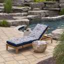 Arden Outdoor Plush Modern Tufted Chaise Cushion, 76 x 22, Rain-Proof, Fade Resistant, Tufted Cushion for Chaise Lounger Clark Blue