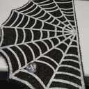 Halloween Doormat, Spider Web Spooky Gothic Cute Fun Halloween Floor Mat, Non Slip Washable Welcome Door Mat, Fall Thanksgiving Rugs for Indoor Outdoor Entrance Home Bathroom Living Room Decor (Black)