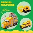JOYIN 25-in-1 Construction Truck Toy Set with 12 Vehicles & 12 Worker Figures, Push and Go Toy Trucks with Sound and Light, Construction Toys Birthday Gifts for Kids 3 4 5 6 7 Years Old