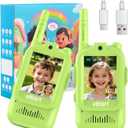 Kids Video Walkie Talkies for Boys Ages 3-12, Christmas Gifts for Kids & Stocking Stuffers for Boys, Long Range Walkie Talkie Toy Set, Birthday Gifts Toys for Boys and Grandkids (Cyan+Cyan)