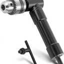 Cordless Right Angle Drill Adapter, 90 Degree Adapter Drill with 3/8" Keyed Chuck and 8mm Hex Shank Power Tool Attachment (Chuck Range: 1mm-10mm)