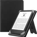 HGWALP Universal Case for 6" eReaders, Folio Leather Stand Cover with Handstrap Compatible with All 6 inch Paperwhite/Kobo/Tolino/Pocketook/Sony E-Book Reader-Black