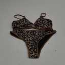 Fanuerg Women's Triangle Bikini Sets O Ring Linked Two Piece Swimsuits Floral Printed Cheeky Bathing Suit (Medium)
