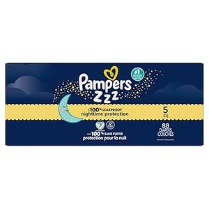 Pampers Overnight Diapers - Swaddlers Overnights - Size 5, 88 Count, Disposable Baby Diaper, Night Time Leak and Skin Protection