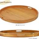 26" Extra Large Round Teak Wood Ottoman Tray with Handles