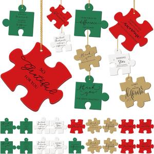 Vercraft 20 Pcs Christmas Employee Appreciation Gifts Bulk, Acrylic Puzzle Thank You Ornaments, Positive Affirmation Hanging Decor for Coworker Teacher Staff Team Gifts, Xmas Tree Party Favors
