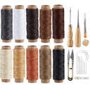 ilauke Leather Sewing Kit 31Pcs Waxed Thread Leather Stitching Kit with Sewing Awl Upholstery Repair Kit Working Tools&Supplies Hand Stitching for DIY Beginner, Shoes Repair Book Binding