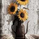 Sunflower Pictures Kitchen Wall Decor: Yellow Sunflower Paintings Rustic Farmhouse Wall Art Canvas Prints Vintage Posters Country Bathroom Decor Modern Artwork Wall Hanging Decor 16x24 Inches