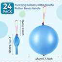 24 Pcs Blue Punch Balloons Bounce with Rubber Band Handle Punching Balloon Heavy Duty for Birthday party favors, Kids (Blue)