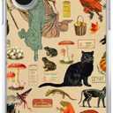 Vintage Witchy Halloween Phone Case Compatible with iPhone 16 Plus, Spooky Halloween Flying Witch Cats Frog Phone Case for iPhone 16 Plus, Trendy TPU Bumper Phone Cover Case