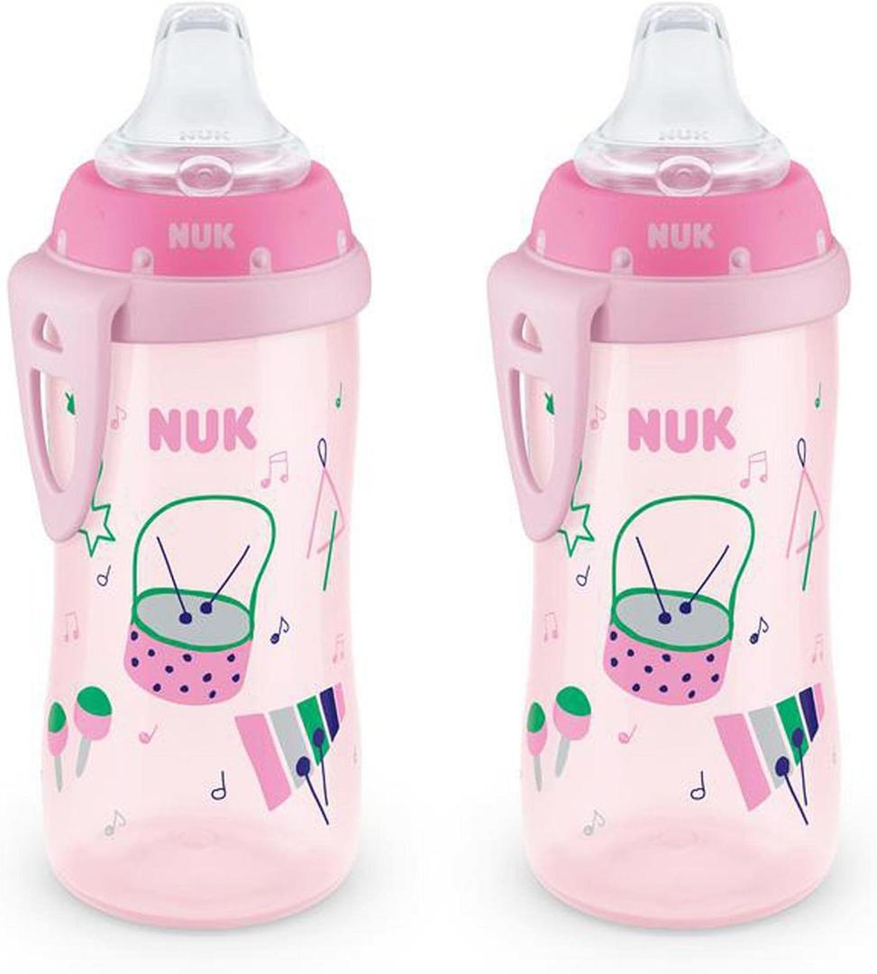 NUK Active Spill Proof Sippy Cup, 10 oz, 2 Pack, 8+ Months, Pink  BPA Free, Spill Proof Sippy Cup