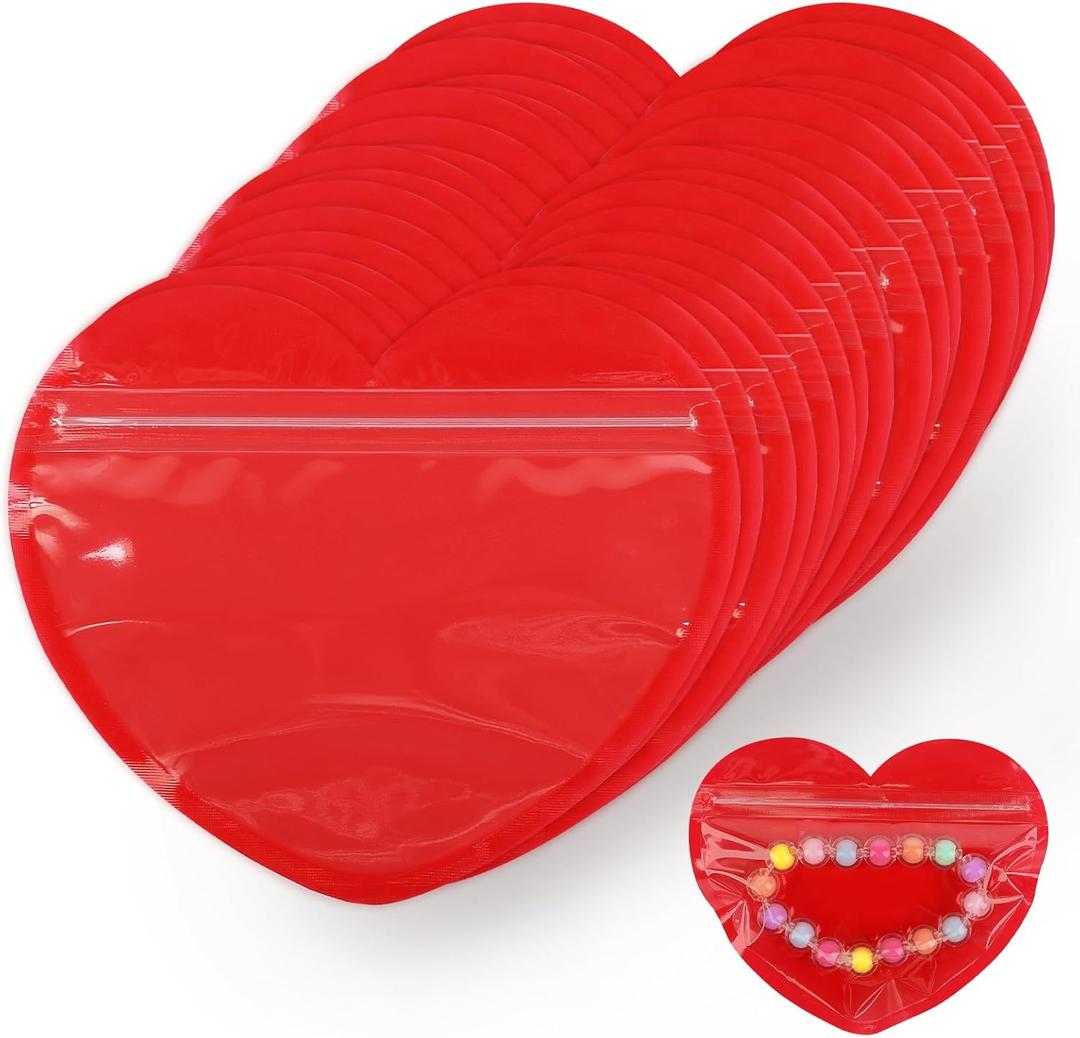 100pcs Small Bags for Small Business, 3.5x5 inch Heart-Shaped Jewelry Bags Clear Mylar Ziplock Baggies Cute Packaging Supplies for Bracelet Sample (Red) 100pcs Small Bags for Small Business, 3.5x5 inch Heart-Shaped Jewelry Bags Clear Mylar Ziplock Baggies Cute Packaging Supplies for Bracelet Sample (Red)