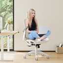 GABRYLLY Ergonomic Office Chair, High Back Home Desk Chair with Headrest, Flip-Up Arms, 90-120 Tilt Lock and Wide Cushion, 300LBS Mesh Chairs for Man Woman, White Task Chair(Beige,GY01WBG)