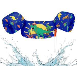 HeySplash Swim Vest for Kids, Toddler Pool Floaties Fit 20-50 Lbs, Swimming Vest with Adjustable Strap, Swim Jacket Water Wings Arm Floats, Puddle Beach Boat Jumper for Boy Girl Age 2-6, Dinosaur
