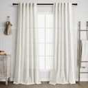 38 inch Wide Cream Linen Curtains for Living Room 2 Panels Back Tab Rod Pocket Narrow Window Curtain 84 inches Long Boho Farmhouse Decor Birch Ivory Light Filtering Semi Sheer Curtains 38x84