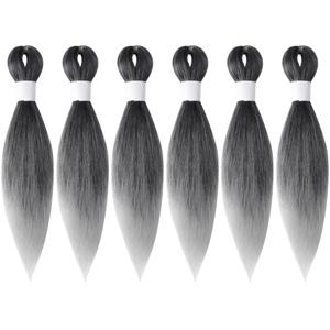 Braiding Hair Pre Stretched 10 Inch 6 Packs, Short Hair Extensions for Braids, Synthetic Braiding Hair Prestretched TGrey(Ombre Grey)