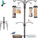 YINGYM Bird Feeding Station Kit, 94 Inch Bird Feeder Pole Stand for Outdoors Hanging with 4 Feeders, Metal Suet and Bath Tray for Wild Birds Watching