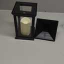 Lanterns Decorative Indoor, 1 Pack Black Outdoor Lantern with Timer, 14" Lantern Waterproof with Battery Operated Candle, Outdoor Hanging Lanterns for Porch, Patio, Wedding Decor