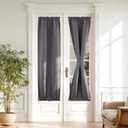 Grey Door Curtains for Window - 20 x 76 inches Long Blackout Thermal Insulated Sidelight Curtain for French Front Glass Window, Privacy Door Shade for Kitchen