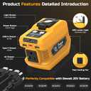 220W Power Inverter Compatible with Dewalt 20V Battery, DC 20V to AC 110V Inverter, Portable Power Station Generator with 1 AC Outlet, 2 USB Ports & 1 Type-C Fast Charging, 400LM LED Work Light