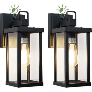 LITFIT Dusk to Dawn Outdoor Garage Lights Wall Mount, Hardwired Rustproof Waterproof Porch Lights Outdoor, Matte Black Outside Wall Sconce for House, Patio, Front Door, 12.5 Inch, Bulbs Not Included