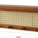 PE Rattan Key Holder with 4 Key Hooks ,Wall Mounted Decorative Floating Shelf for Entryway,Nursery,Mudroom, Hallway, Office (Retro Brown)
