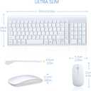 TopMate Wireless Keyboard and Mouse Ultra Slim Combo, 2.4G Silent Compact USB 2400DPI Mouse and Scissor Switch Keyboard Set with Cover, Batteries Included, for PC/Laptop/Windows/Mac - White