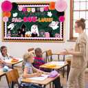 Pasimy 3D Halloween Bulletin Board Decorations Set Halloween Classroom Decor DIY Paper Fans Spooky Ghost Witch Pumpkin Cutouts Fall Border for Trick or Treat Home Office Wall Door Supplies(Classic)
