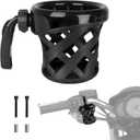 DREAMIZER Motorcycle Handlebar Drink Cup Holder Mount Water Bottle Holder with Mesh Basket Compatible with Harley Touring Road Glide Street Electra Glide Softail XL883 1200 1996-up, Black
