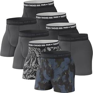 Pair of Thieves Soft Cotton Boxer Briefs for Men Pack (8 Pack) - Tagless Mens Underwear for All-Day Comfort and Support - Medium - Black/ Grey