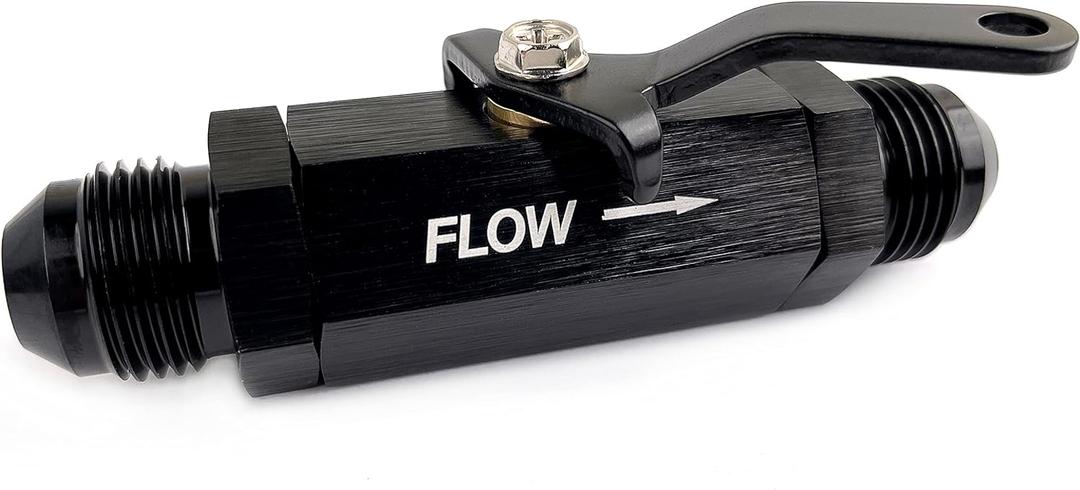 AN6 Fuel Shut Off Valve 6AN to 6AN Male Flow Control Cut Off Valves Fitting Aluminum Anodized Black