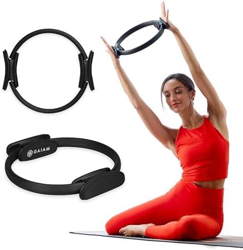 Gaiam Pilates Ring Fitness Circle - Lightweight & Durable Foam Padded Handles, Flexible Resistance Exercise Equipment for Toning Arms, Thighs/Legs & Core 12"