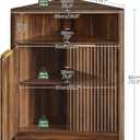 Corner Cabinet, Corner Storage with Fluted Panels and Adjustable Shelf, Modern Floor Cabinets for Small Spaces, Bathroom, Living Room, Kitchen, Walnut MCW23HT