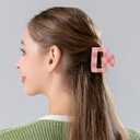2 Pcs Checkered Rectangle Claw Clips for Women, Y2K Accessories Claw Clips for Thick Hair, Cute Hair Clips for Women and Teens (Pink)