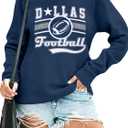 JINTING Football Game Day Sweatshirt Women: Football Season Pullover Football Team Falll Shirts Graphic Long Sleeve Tops (Large)