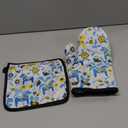 Scandinavian Swedish Dala Horses and Kurbits Flowers Oven Mitts - Pot Holders - Decor for The Kitchen - Potholder Oven Mitt Set (2 Piece) Includes 1 Potholders 1 Oven Mitts - Kitchen Decor