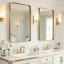 USHOWER Gold Bathroom Mirrors 24"x36" 2 Pack, Brushed Gold Rectangle Mirrors for Over Sink, Aluminum Frame, Anti-Rust, Tempered Glass, Horizontal or Vertical Mounted, Champagne Gold (Neutral Gold)