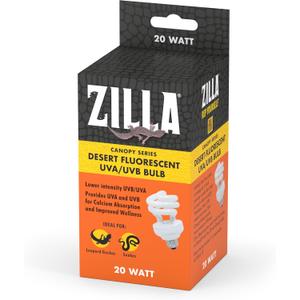 Zilla Canopy Series Fluorescent UVB/UVA Bulbs Desert 20 W, 3.875 IN, White