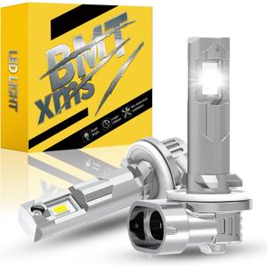 BMT xms H27W 881 H27W/2 Fog Light Bulbs - 400% Brighter 20000LM 6500K White Light - 1:1 Mini Size, Pack of 2