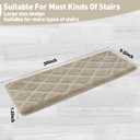 PURE ERA Bullnose Carpet Stair Treads Tape Free Non-Slip Indoor Stair Protectors Pet Friendly Stair Treads for Wooden Steps 9.5" x 30"(14 Pieces, Cream Gray Diamond Trellis)