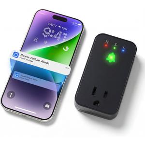 Power Failure Alarm WiFi, Smart Freezer Alarm with Free App Notifications, Power Outage Alarm Monitor with Loud 110dB & LED Indicator & Voltage Detection for GFCI Trips, Aquarium, Sump Pump