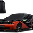 Car Cover Custom Fit for Dodge Challenger 2008-2025, Waterproof All Weather for Automobiles Full Exterior Cover Rain Sun Snow Protector with Door Zipper